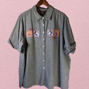 Disney's Mickey Unilimited Woman Button Down Shirt With Short Sleeves